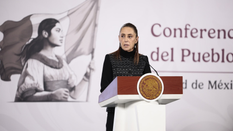 La presidenta de México, Claudia Sheinbaum, en su habitual conferencia de prensa matutina en el Palacio Nacional en Ciudad de México. La presidenta de México, Claudia Sheinbaum, en su habitual conferencia de prensa matutina en el Palacio Nacional en Ciudad de México.