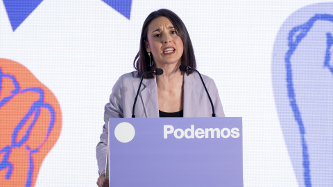 La secretaria política de Podemos y eurodiputada, Irene Montero La secretaria política de Podemos y eurodiputada, Irene Montero, interviene durante un acto en Madrid.