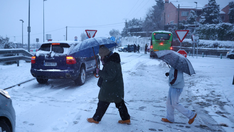 Vista de las calles de Torrelodones, Madrid cubiertas de nieve. Vista de las calles de Torrelodones, Madrid cubiertas de nieve.