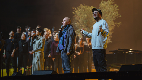 concert (1) Un dels moments del 'Concert-manifest x Palestina' al Palau Sant Jordi de Barcelona.