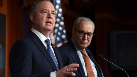 El senador demócrata Adam Schiff, en una rueda prensa sobre Venezuela en el Capitolio, en Washington DC.