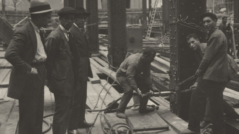 Obras en el edificio Telefónica, en la Gran Vía de Madrid. Fundación Telefónica