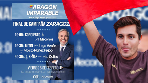 Vito Quiles en un acto del PP Vito Quiles protagoniza un acto de campaña del PP en Aragón.