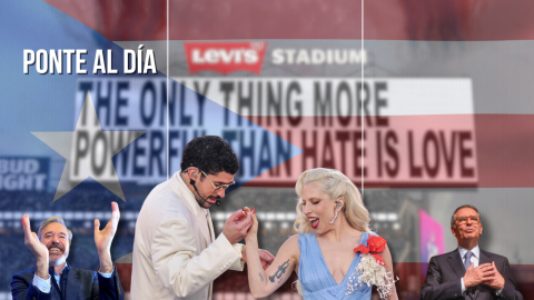 Fotomontaje con imágenes de Jorge Azcón, Bad Bunny, Lady Gaga y António José Seguro. Fotomontaje con imágenes de Jorge Azcón, Bad Bunny, Lady Gaga y António José Seguro.