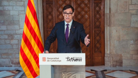 El president de la Generalitat, Salvador Illa, al Palau de la Generalitat després d'un mes de baixa mèdica, 16 de febrer de 2026.