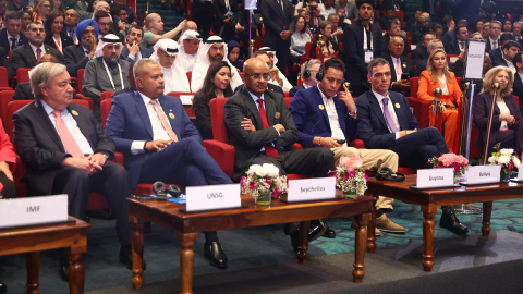 El presidente del Gobierno, Pedro Sánchez, participa este jueves en Nueva Delhi en la Cumbre de Impacto IA. El presidente del Gobierno, Pedro Sánchez, participa este jueves en Nueva Delhi en la Cumbre de Impacto IA.