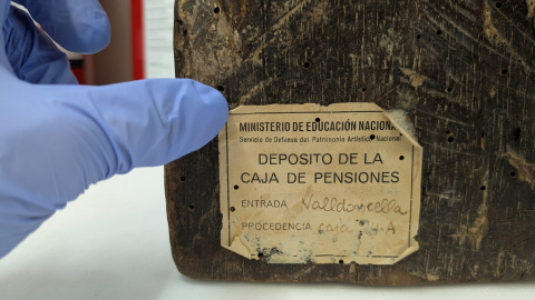 Etiqueta “Deposito de la Caja de Pensiones”