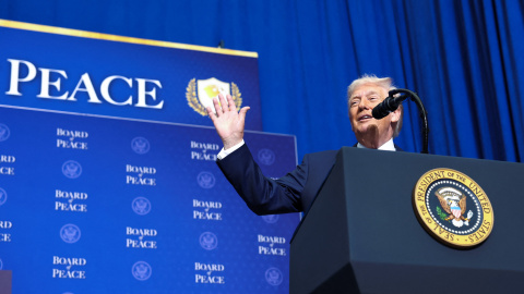 Donald Trump, este jueves, en la Junta de Paz. Donald Trump, este jueves, en la Junta de Paz.