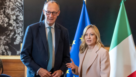 Imagen de archivo de Friedrich Merz y Giorgia Meloni.02/10/2025 ONLY FOR USE IN SPAIN