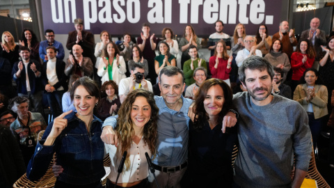 Maestre, Hernández, Maíllo, García y Urtasun, este sábado en la presentación de 'Un paso al frente'.