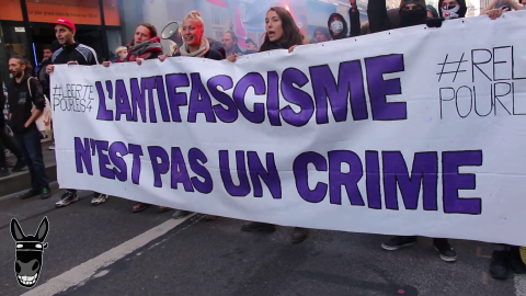 Imagen de archivo manifestación antifascista en 2021 en Lyon. Imagen de archivo manifestación antifascista en 2021 en Lyon.