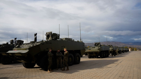 Imagen de los primeros vehículos 8x8 'Dragón' del Ejército de Tierra el pasado mes de enero en Almería.