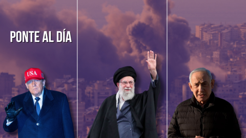 Fotomontaje con imágenes de Donald Trump, Alí Jameneí y Benjamín Netanyahu. Fotomontaje con imágenes de Donald Trump, Alí Jameneí y Benjamín Netanyahu.