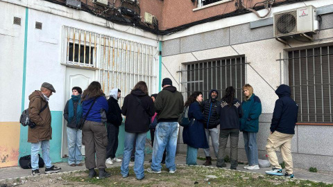 Imágenes del momento previo al desahucio de Violeta