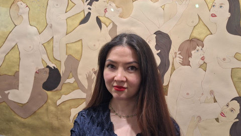 La artista afgana Kubra Khademi, en ARCO.