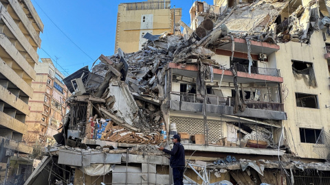 Un edificio destruido en Beirut Un edificio destruido por un misil en Beirut.