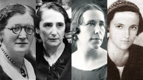 Ilustración de figuras históricas del feminismo