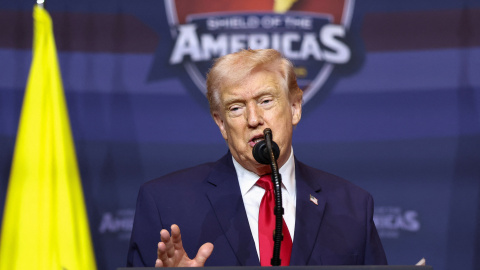 Donald Trump en la Cumbre "Escudo de las Américas", el 7 de marzo de 2026.