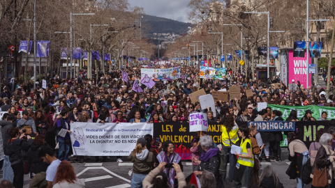 Manifestació convocada per l'Assemblea 8M aquest diumenge, 8 de març, a Barcelona.