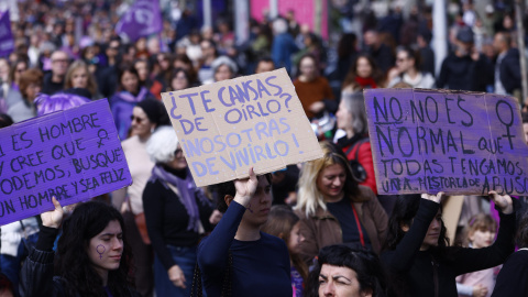BARCELONA, 08/03/2026.- Vista de la manifestación del 8M con motivo del Día Internacional de la Mujer celebrada en Barcelona. EFE/Quique García BARCELONA, 08/03/2026.- Vista de la manifestación del 8M con motivo del Día Internacional de la Mujer celebrada en Barcelona. EFE/Quique García