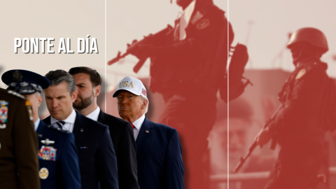 Fotomontaje con imágenes de Irán y Donald Trump.