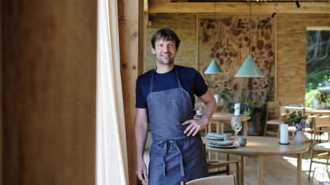 Rene Redzepi, chef and co-owner of the World class Danish restaurant Noma is pictured on May 31, 2021 in Copenhagen. While the six-month Covid-19 closure has been tough for Noma, consistently ranked as one of the world's top restaurants, it's also been an opportunity to reinvent its cuisine.As it reopened this June, the restaurant has reworked its menu -- in part to take the lack of foreign tourists into account. (Photo by Thibault Savary / AFP)