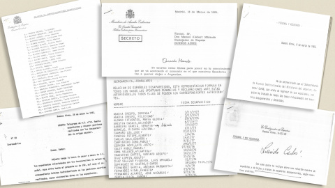 Algunos de los documentos obtenidos por Público sobre las gestiones de la embajada española para tratar de salvar a los desaparecidos españoles.