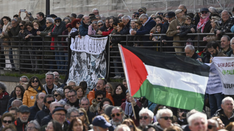 Protesta convocada por la plataforma 'PararLaGuerra' en Madrid, el 14 de marzo de 2026. Protesta convocada por la plataforma 'PararLaGuerra' en Madrid, el 14 de marzo de 2026.
