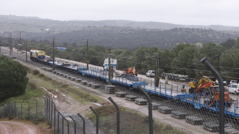Imagen de archivo de las obras de reparación de la vía en Adamuz tras el siniestro.