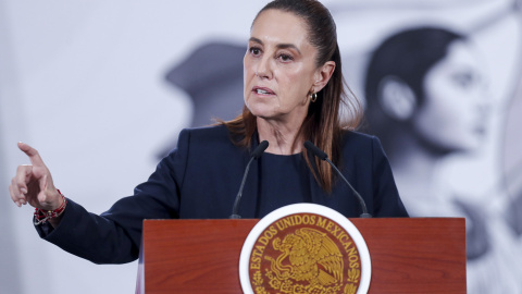 La presidenta de México, Claudia Sheinbaum, habla durante una rueda de prensa este lunes 16 de marzo de 2026. La presidenta de México, Claudia Sheinbaum, habla durante una rueda de prensa este lunes 16 de marzo de 2026.