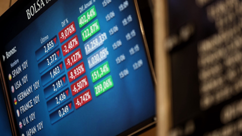 Valores .del Ibex 35 en el Palacio de la Bolsa de Madrid. Valores del Ibex 35 en el Palacio de la Bolsa de Madrid.