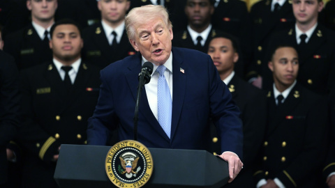 Donald Trump El presidente de Estados Unidos, Donald Trump, pronuncia un discurso en la Casa Blanca.