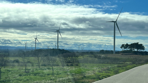 Imatge d'un parc eòlic a la Terra Alta. 16/03/2026 Imatge d'un parc eòlic a la Terra Alta.