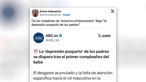 Respuestas al artículo de 'ABC' que habla de la "depresión posparto de los padres". Respuestas al artículo de 'ABC' que habla de la "depresión posparto de los padres".