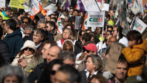 Manifestación contra el Estatuto Marco del Ministerio de Sanidad, 14 de febrero de 2026, en Madrid.