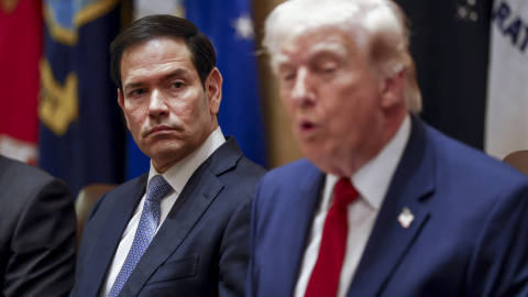 Marco Rubio y Donald Trump durante la reunión del gabinete del Gobierno de EEUU en la Casa Blanca.