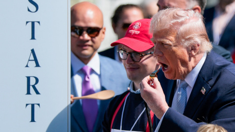 El presidente de EEUU, Donald Trump, este lunes en Washington durante un acto festivo en la Casa Blanca.