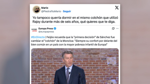 Feijóo dice que la "primera decisión" de Sánchez fue cambiar el "colchón" de Moncloa y desata el bochorno