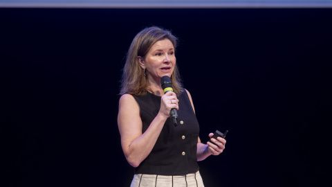 La presidenta de AEMET, María José Rallo, durante la presentación del plan estratégico de AEMET y de su nueva imagen corporativa, en La Casa Encendida, a 3 de junio de 2025, en Madrid (España).