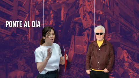 Fotomontaje con las imágenes de Isabel Díaz Ayuso y Pedro Almodóvar.