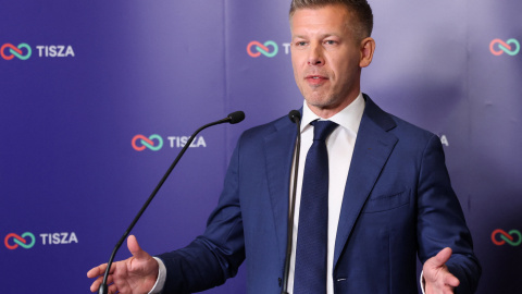 Peter Magyar, este domingo 12 de abril en Budapest.