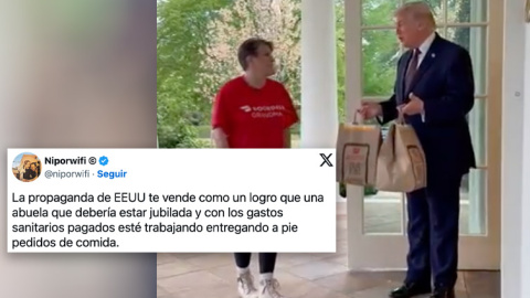 Críticas al montaje de Trump con una "abuela" repartidora.