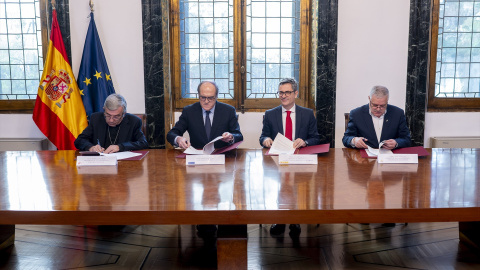Luis Argüello, Ángel Gabilondo, Félix Bolaños, y Jesús Díaz Sariego, en la firma del protocolo el pasado 30 de marzo.