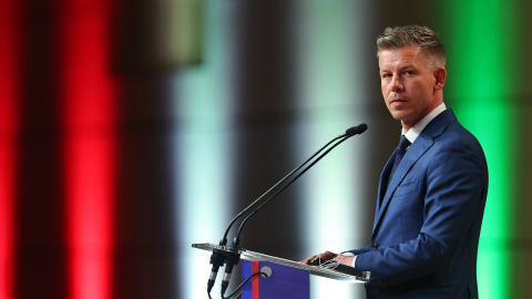 Peter Magyar, el líder y candidato a primer ministro del partido opositor húngaro Tisza.