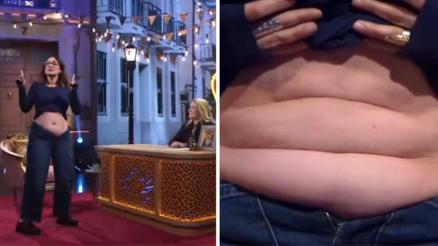 Ana Morgade muestra su tripa en 'Al cielo con ella'.