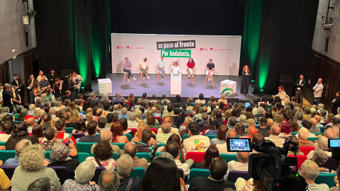 Un paso al frente. Acto de Por Andalucía, en Sevilla, este domingo.