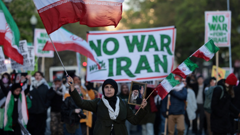 Protesta contra la guerra de Irán en Washington.
