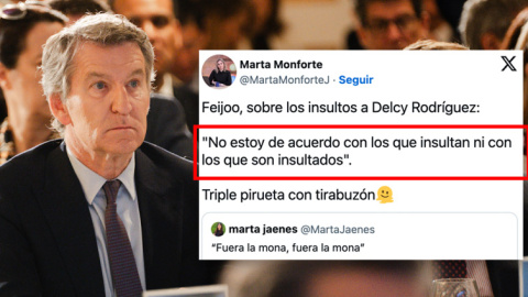 Alberto Núñez Feijóo, este lunes en un desayuno informativo.
