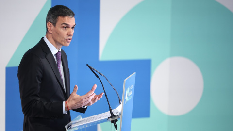 El presidente del Gobierno, Pedro Sánchez, durante la clausura del acto institucional para conmemorar el 40 aniversario de la Ley General de Sanidad.