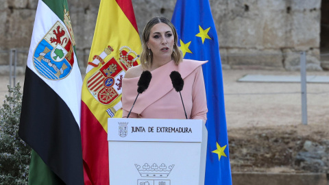 María Guardiola cuando tomó posesión como presidenta de la Junta de Extremadura.